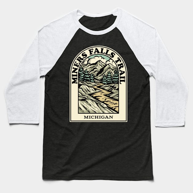 Miners Falls Trail Michigan hiking backpacking trail Baseball T-Shirt by HalpinDesign